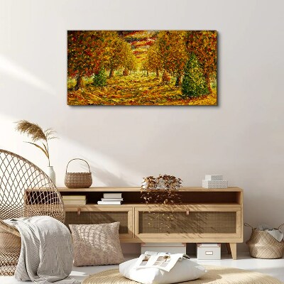 Painting nature autumn forest Canvas Wall art