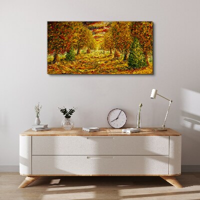 Painting nature autumn forest Canvas Wall art