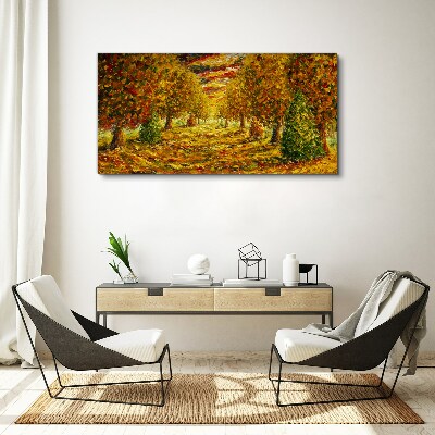 Painting nature autumn forest Canvas Wall art