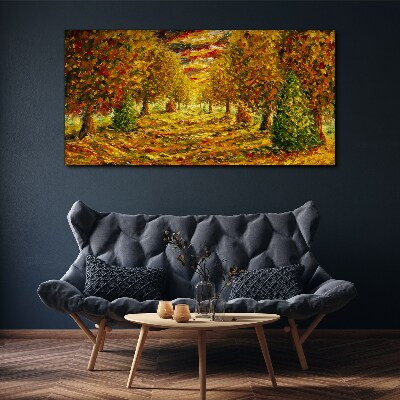 Painting nature autumn forest Canvas Wall art