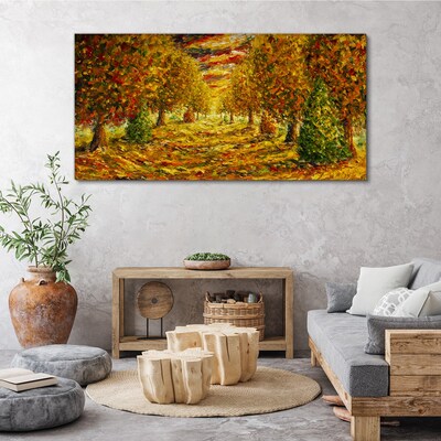 Painting nature autumn forest Canvas Wall art