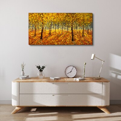 Painting nature autumn forest Canvas Wall art