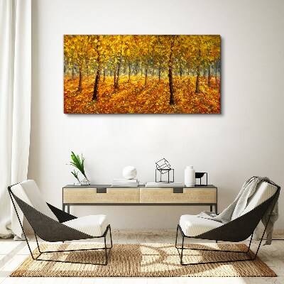 Painting nature autumn forest Canvas Wall art