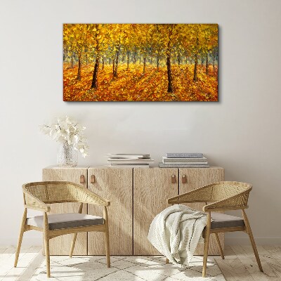 Painting nature autumn forest Canvas Wall art