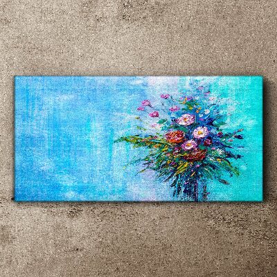Floral composition on a blue background Canvas Wall art