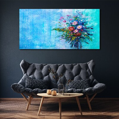 Floral composition on a blue background Canvas Wall art