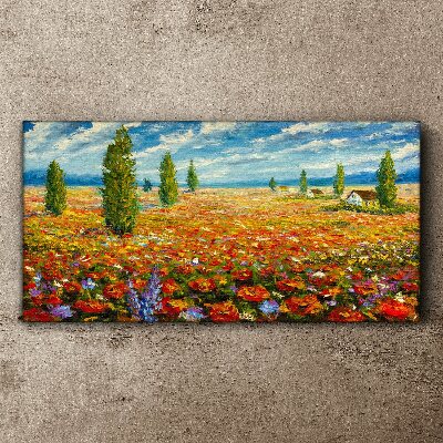 Painting flowers fields Canvas Wall art