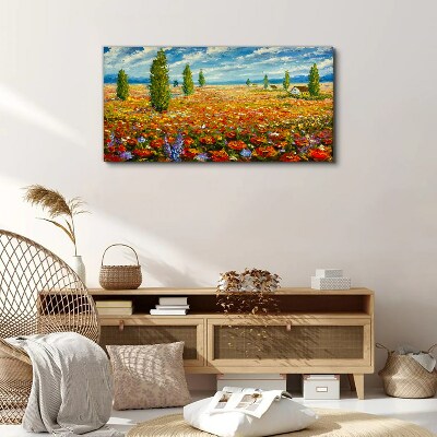 A flower meadow in the summer sun Canvas Wall art