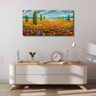A flower meadow in the summer sun Canvas Wall art