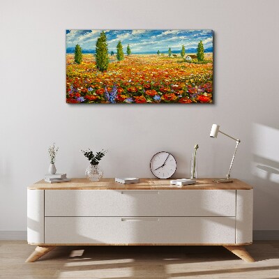 Painting flowers fields Canvas Wall art