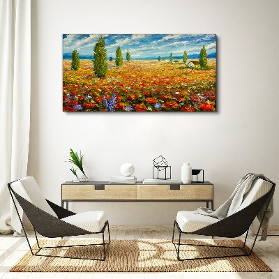 A flower meadow in the summer sun Canvas Wall art