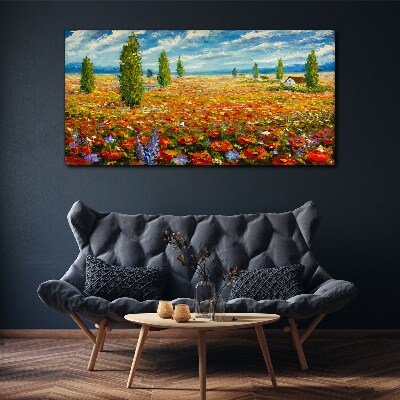 A flower meadow in the summer sun Canvas Wall art