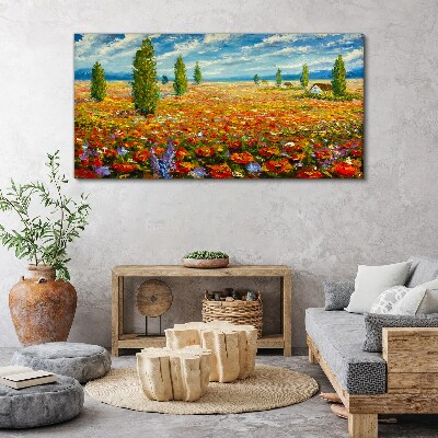 A flower meadow in the summer sun Canvas Wall art