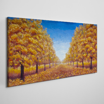 Golden alleys in the autumn scenery Canvas Wall art