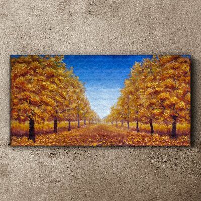 Golden alleys in the autumn scenery Canvas Wall art