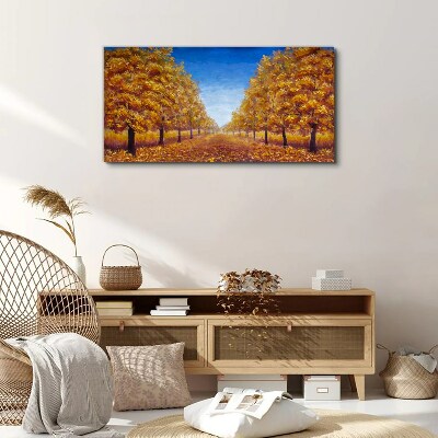 Golden alleys in the autumn scenery Canvas Wall art