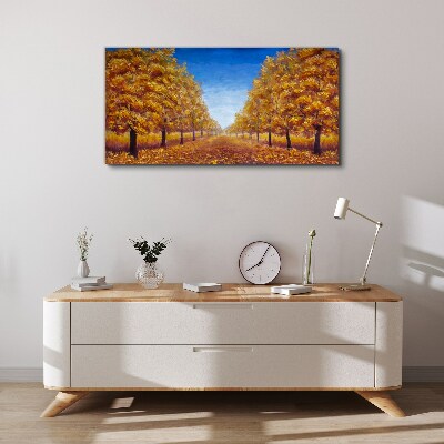 Golden alleys in the autumn scenery Canvas Wall art