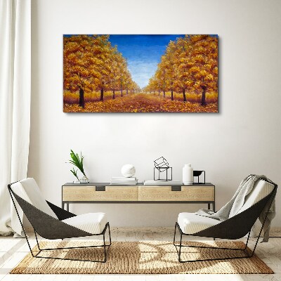 Golden alleys in the autumn scenery Canvas Wall art