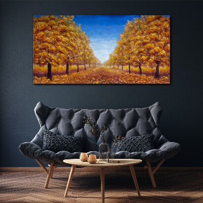 Golden alleys in the autumn scenery Canvas Wall art