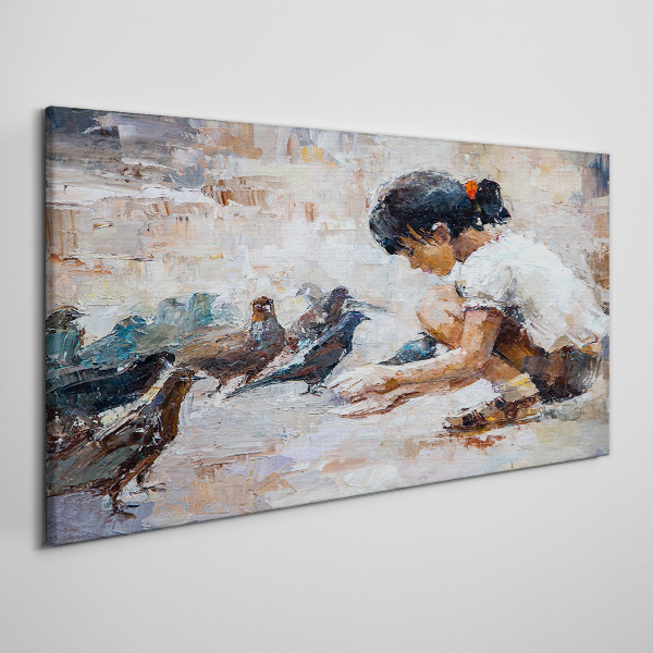 Childhood among the birds Canvas Wall art