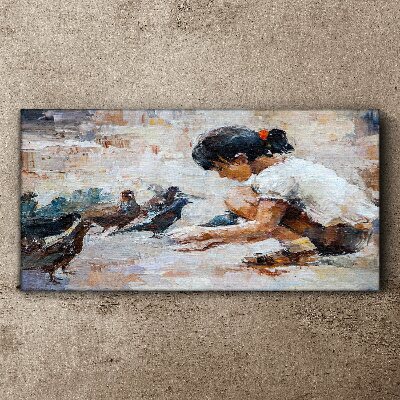 Childhood among the birds Canvas Wall art
