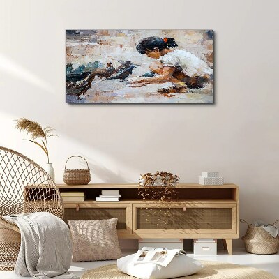 Childhood among the birds Canvas Wall art