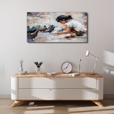 Childhood among the birds Canvas Wall art