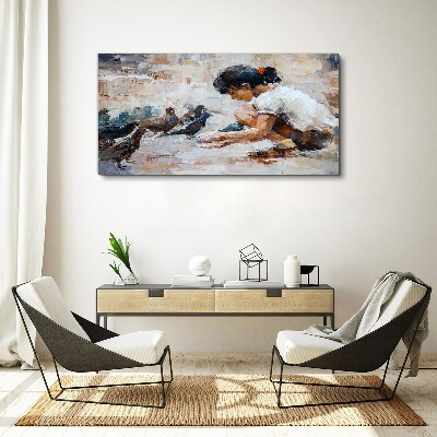 Childhood among the birds Canvas Wall art