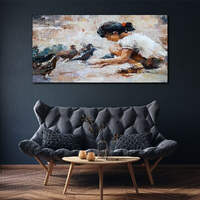 Childhood among the birds Canvas Wall art