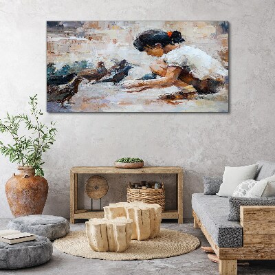 Childhood among the birds Canvas Wall art