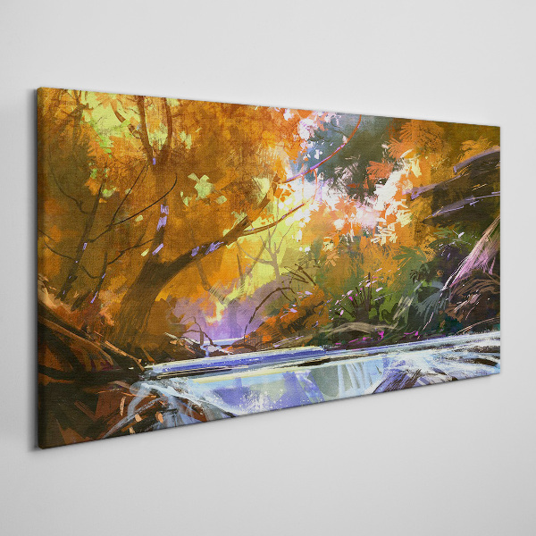 Autumn landscape by the river Canvas Wall art