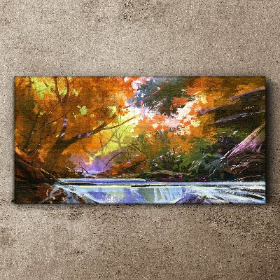 Autumn landscape by the river Canvas Wall art