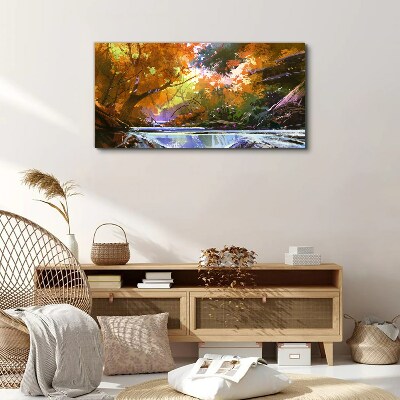 Autumn landscape by the river Canvas Wall art