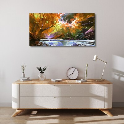 Autumn landscape by the river Canvas Wall art