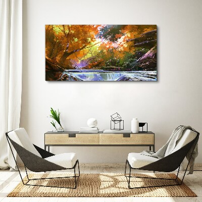 Autumn landscape by the river Canvas Wall art