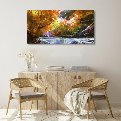 Autumn landscape by the river Canvas Wall art