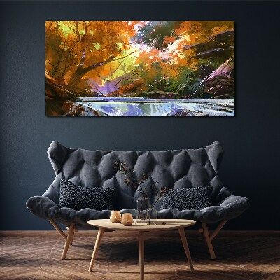 Autumn landscape by the river Canvas Wall art