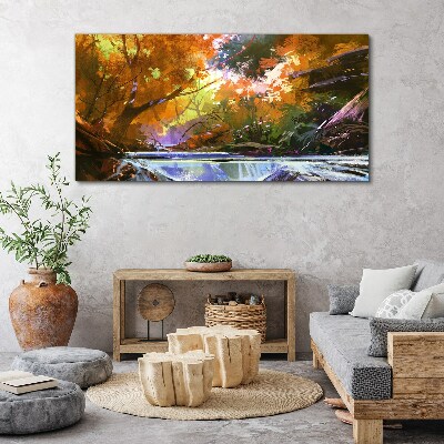 Autumn landscape by the river Canvas Wall art