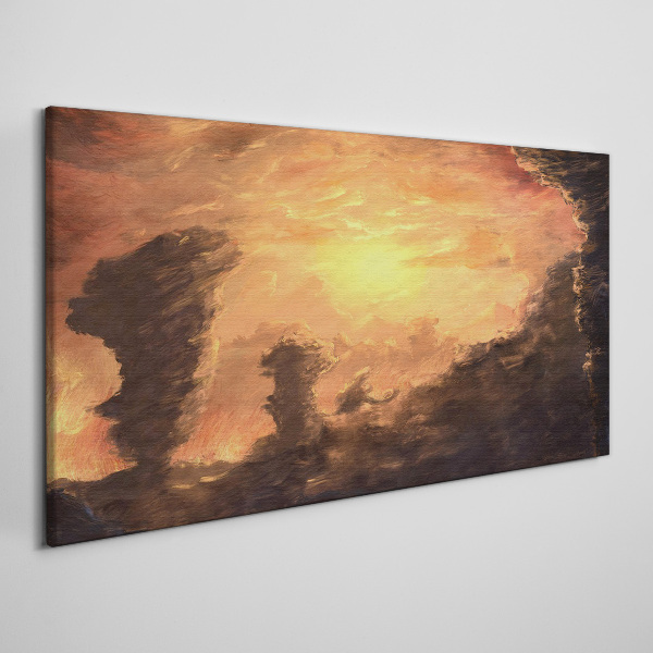 Sunset above the clouds Canvas Wall art
