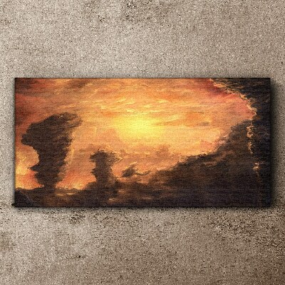Sunset above the clouds Canvas Wall art