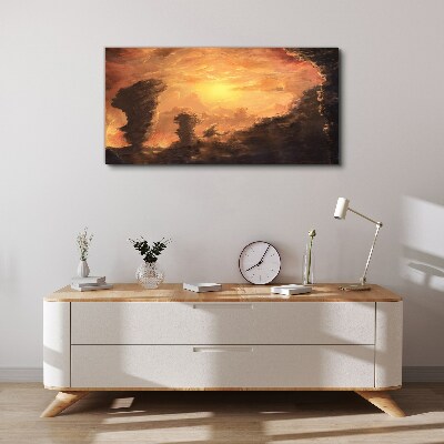 Sunset above the clouds Canvas Wall art