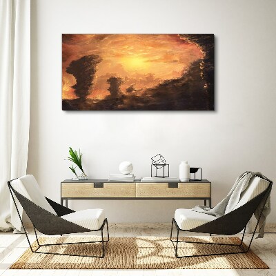 Sunset above the clouds Canvas Wall art