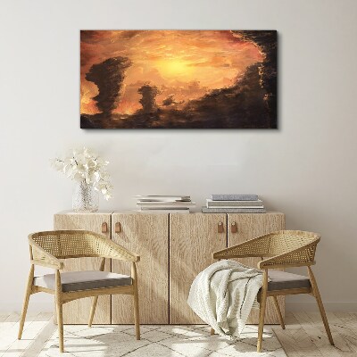 Sunset above the clouds Canvas Wall art