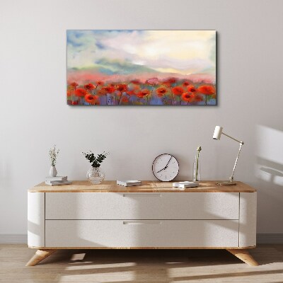 Floral landscape in pastel colors Canvas Wall art