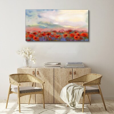 Floral landscape in pastel colors Canvas Wall art