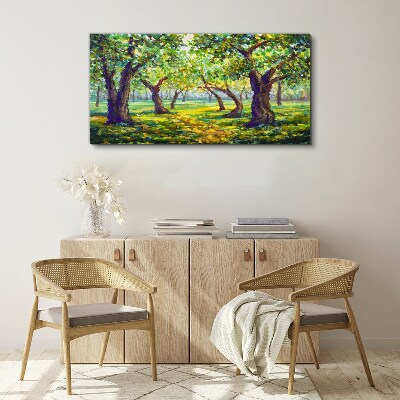 Green grove in the sun's rays Canvas Wall art