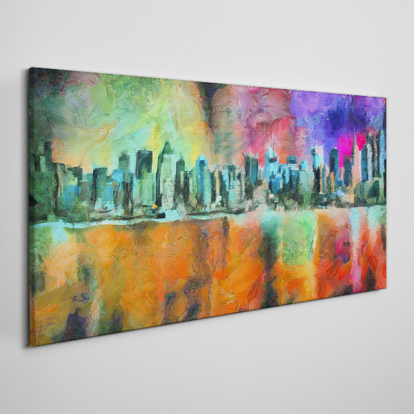 Colorful city skyline landscape Canvas Wall art