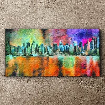 Colorful city skyline landscape Canvas Wall art