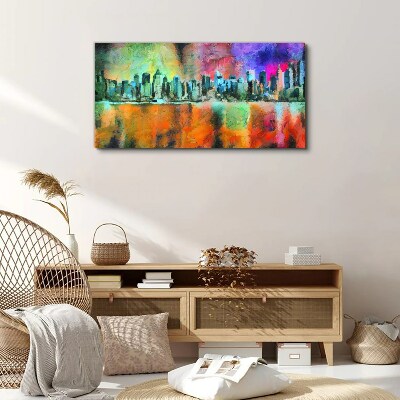 Colorful city skyline landscape Canvas Wall art