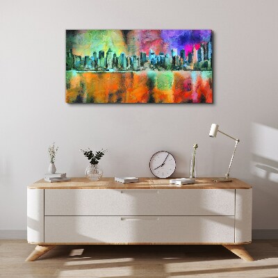 Colorful city skyline landscape Canvas Wall art